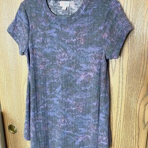 LULAROE WOMENS TUNIC TOP SIZE XS PURPLE COTTON SHORT SLEEVES